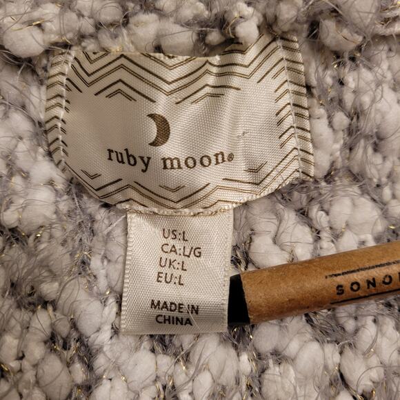 ruby moon Ombre Super Soft Open Cardigan Cream to Gray Metallic Gold Threads - Picture 5 of 10